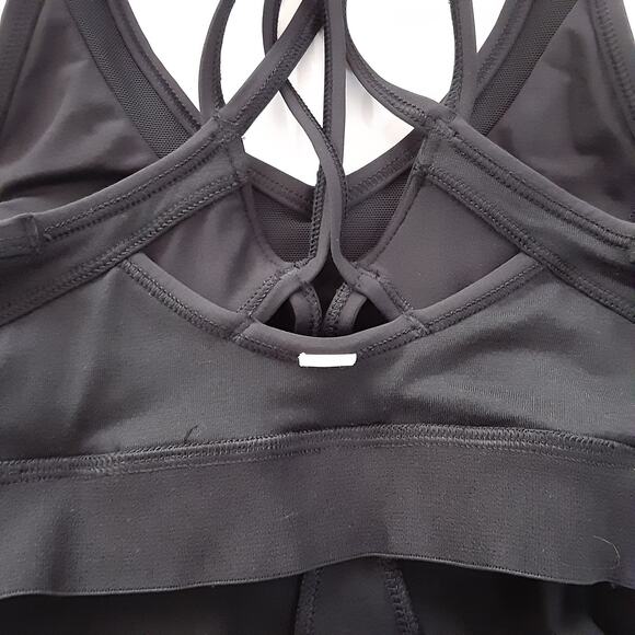 Lululemon Black CrissCross Strap Racer Back Tank Top Built In Shelf Bra Womens 2 - Picture 6 of 9